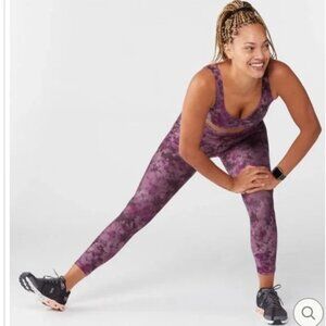 Athleta Salutation Stash Pocket 7/8 & Exhale Printed Bra Set **Sz XL/M